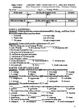 Đề khảo sát chất lượng học kỳ II môn Tiếng Anh Khối 8 (Chương trình thí điểm) - Năm học 2018-2019